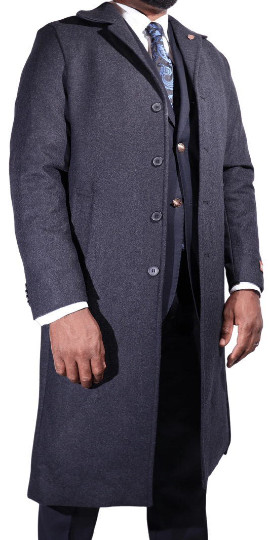 Men's Navada Clothing Cashmere Trenchcoat/overcoat in Grey (111) available in-store, 337 Monty Naicker Street, Durban CBD or online at Omar's Tailors & Outfitters online store.   A men's fashion curation for South African men - established in 1911.