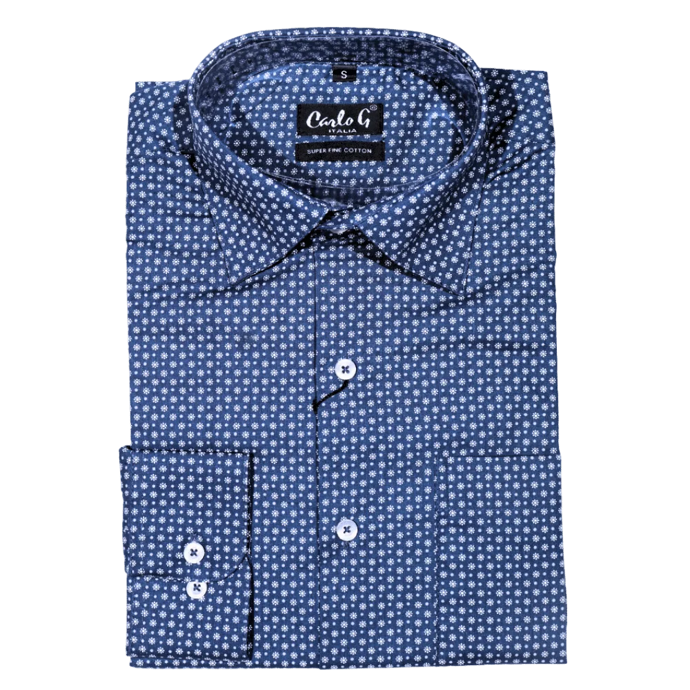 Men's Carlo Galucci Long Sleeve Cotton Formal Dress Shirt in Navy (1153) - available in-store, 337 Monty Naicker Street, Durban CBD or online at Omar's Tailors & Outfitters online store.   A men's fashion curation for South African men - established in 1911.
