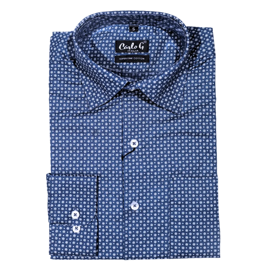 Men's Carlo Galucci Long Sleeve Cotton Formal Dress Shirt in Navy (1153) - available in-store, 337 Monty Naicker Street, Durban CBD or online at Omar's Tailors & Outfitters online store.   A men's fashion curation for South African men - established in 1911.