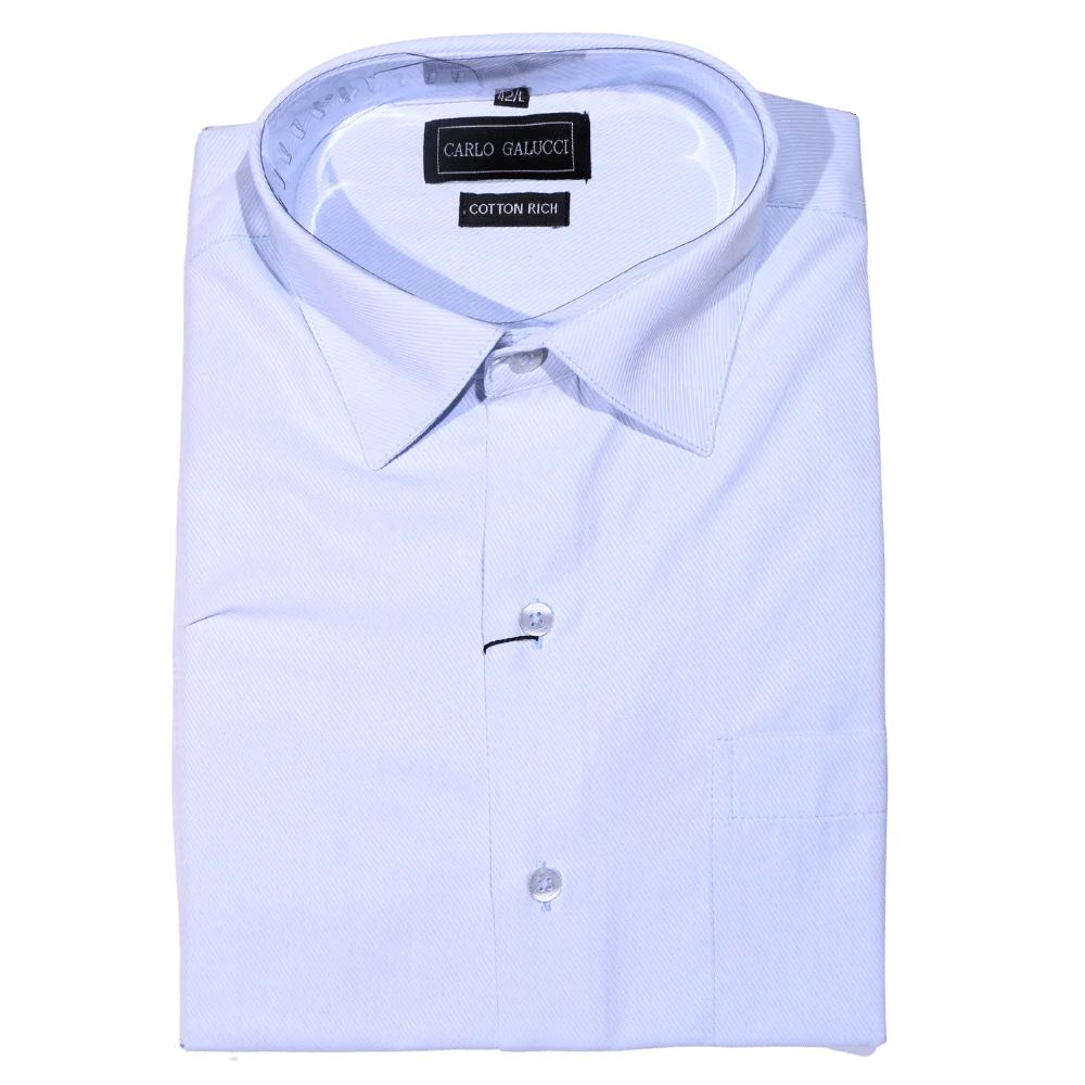 Men's Carlo Galucci Long Sleeve Cotton Rich Formal Dress Shirt in Light Blue (1157) - available in-store, 337 Monty Naicker Street, Durban CBD or online at Omar's Tailors & Outfitters online store.   A men's fashion curation for South African men - established in 1911.
