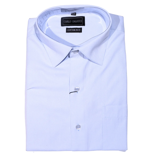 Men's Carlo Galucci Long Sleeve Cotton Rich Formal Dress Shirt in Light Blue (1157) - available in-store, 337 Monty Naicker Street, Durban CBD or online at Omar's Tailors & Outfitters online store.   A men's fashion curation for South African men - established in 1911.