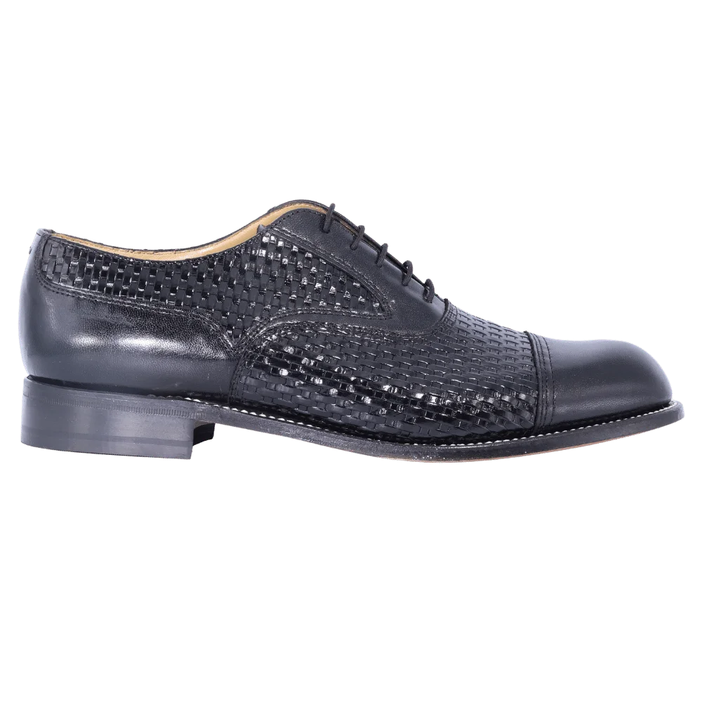 Crockett & Jones Glace Kid - Black Weave Lace-Up (Genuine Leather Upper and Sole)