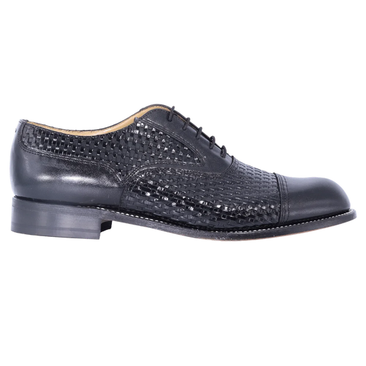 Crockett & Jones Glace Kid - Black Weave Lace-Up (Genuine Leather Upper and Sole)
