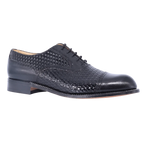 Crockett & Jones Glace Kid - Black Weave Lace-Up (Genuine Leather Upper and Sole)