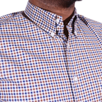 Men's 100% Cotton Thomas & Benno Checkered Long Sleeve Formal Shirt with Collar (121213) available in-store, 337 Monty Naicker Street, Durban CBD or online at Omar's Tailors & Outfitters online store.   A men's fashion curation for South African men - established in 1911.