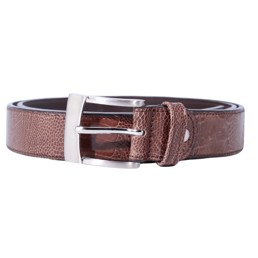 Men's Saddler Genuine Ostrich Shin Belt in Kango (5965) available in-store, 337 Monty Naicker Street, Durban CBD or online at Omar's Tailors & Outfitters online store.   A men's fashion curation for South African men - established in 1911.