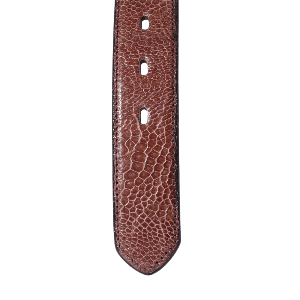 Men's Saddler Genuine Ostrich Shin Belt in Kango (5965) available in-store, 337 Monty Naicker Street, Durban CBD or online at Omar's Tailors & Outfitters online store.   A men's fashion curation for South African men - established in 1911.