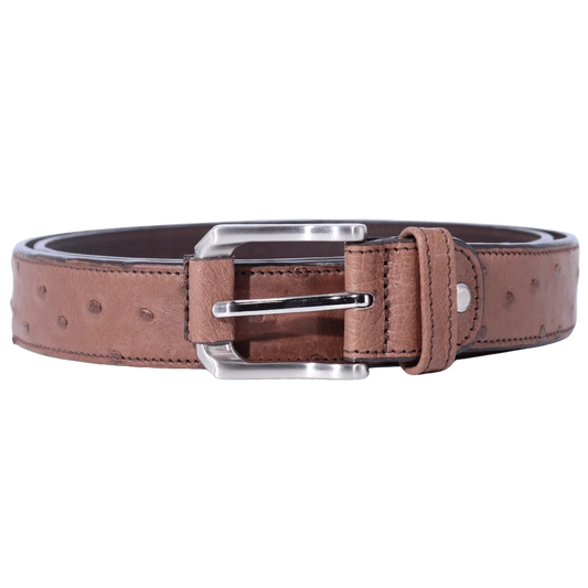 Men's Genuine Leather Backer Ostrich Quill 35mm Sadller Belt in Cognac (7877) available in-store, 337 Monty Naicker Street, Durban CBD or online at Omar's Tailors & Outfitters online store.   A men's fashion curation for South African men - established in 1911.