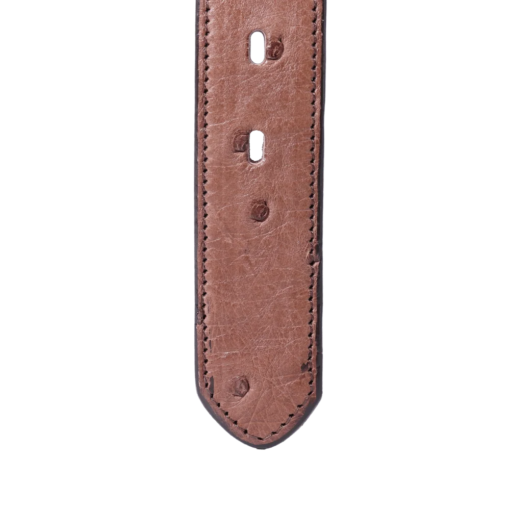 Men's Genuine Leather Backer Ostrich Quill 35mm Sadller Belt in Cognac (7877) available in-store, 337 Monty Naicker Street, Durban CBD or online at Omar's Tailors & Outfitters online store.   A men's fashion curation for South African men - established in 1911.