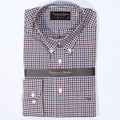 Men's 100% Cotton Thomas & Benno Checkered Long Sleeve Formal Shirt with Collar (121213) available in-store, 337 Monty Naicker Street, Durban CBD or online at Omar's Tailors & Outfitters online store.   A men's fashion curation for South African men - established in 1911.