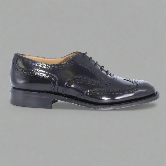 Crockett & Jones Brogue Cobbler - Black Lace-Up (Genuine Leather Upper and Sole)