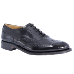 Crockett & Jones Brogue Cobbler - Black Lace-Up (Genuine Leather Upper and Sole)