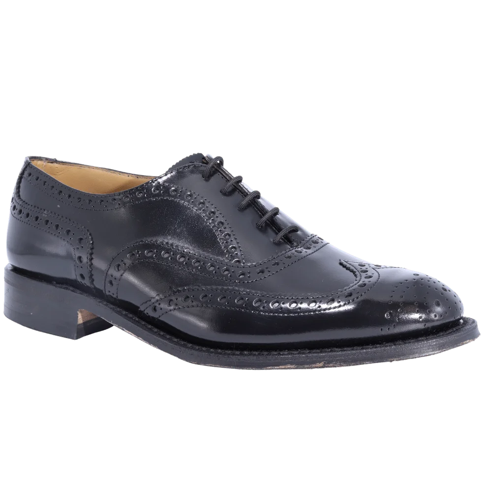 Crockett & Jones Brogue Cobbler - Black Lace-Up (Genuine Leather Upper and Sole)