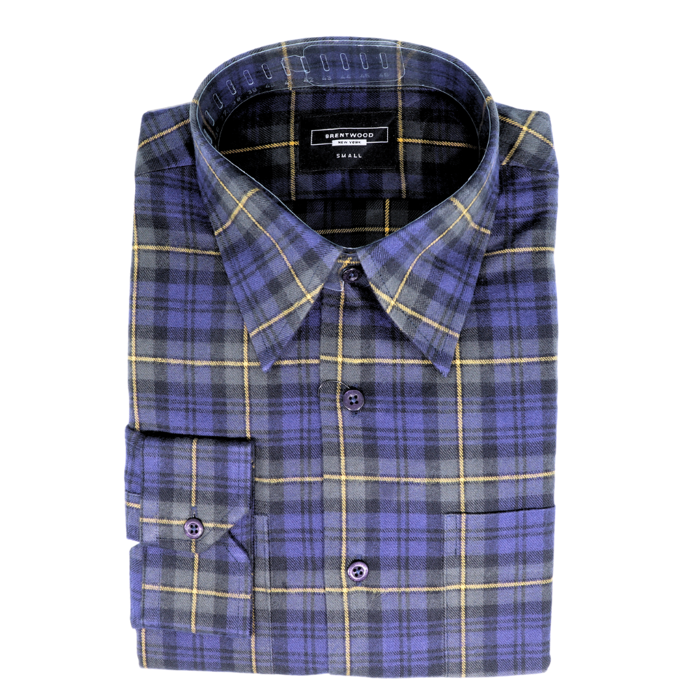 Men's Brentwood Tartan Long Sleeve Shirt in Navy Check (0073) - available in-store, 337 Monty Naicker Street, Durban CBD or online at Omar's Tailors & Outfitters online store.   A men's fashion curation for South African men - established in 1911.