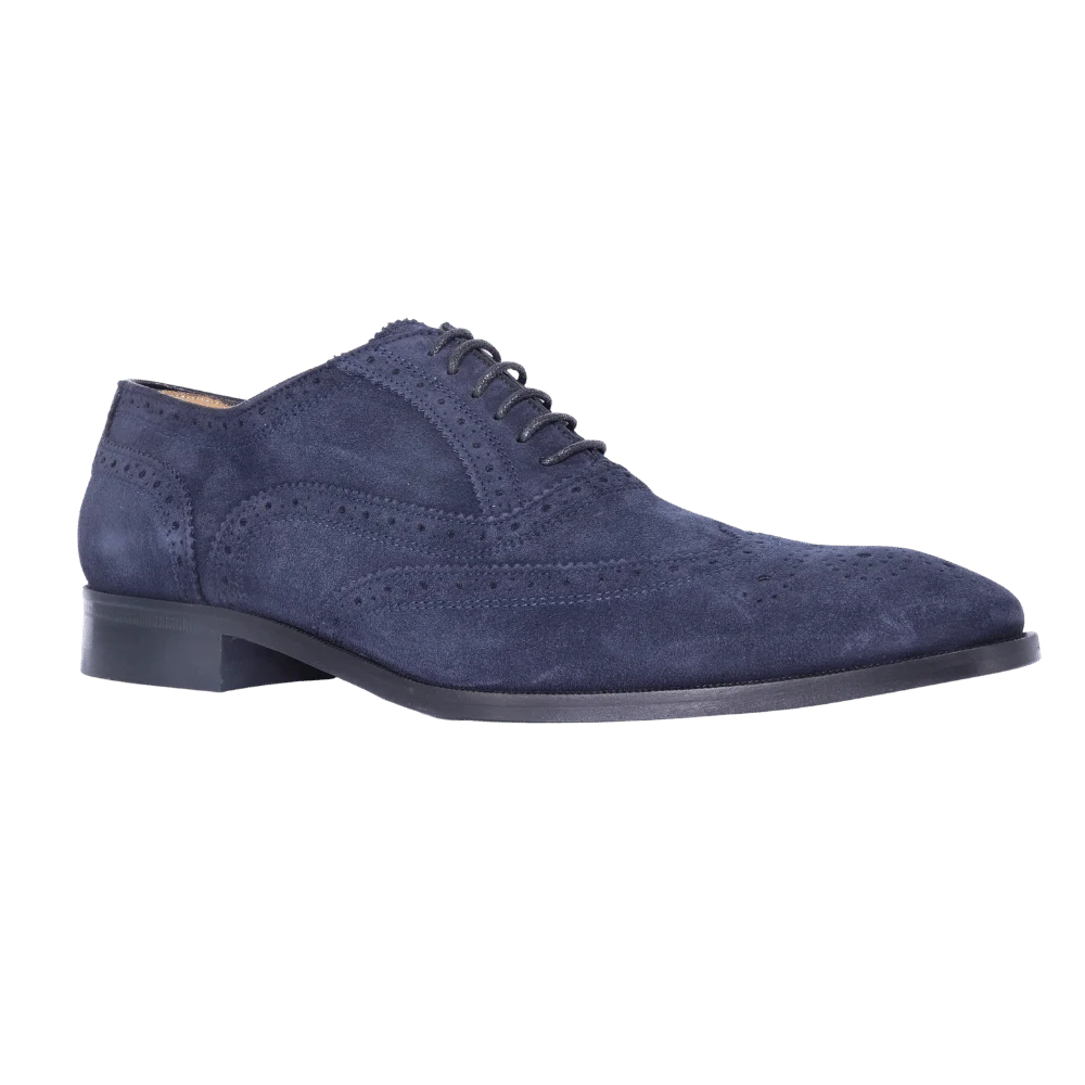 Men's Mercanti Fiorentini Suede Oxford Brogue in Navy - Formal and Dress Shoe (6650) available in-store, 337 Monty Naicker Street, Durban CBD or online at Omar's Tailors & Outfitters online store.   A men's fashion curation for South African men - established in 1911.