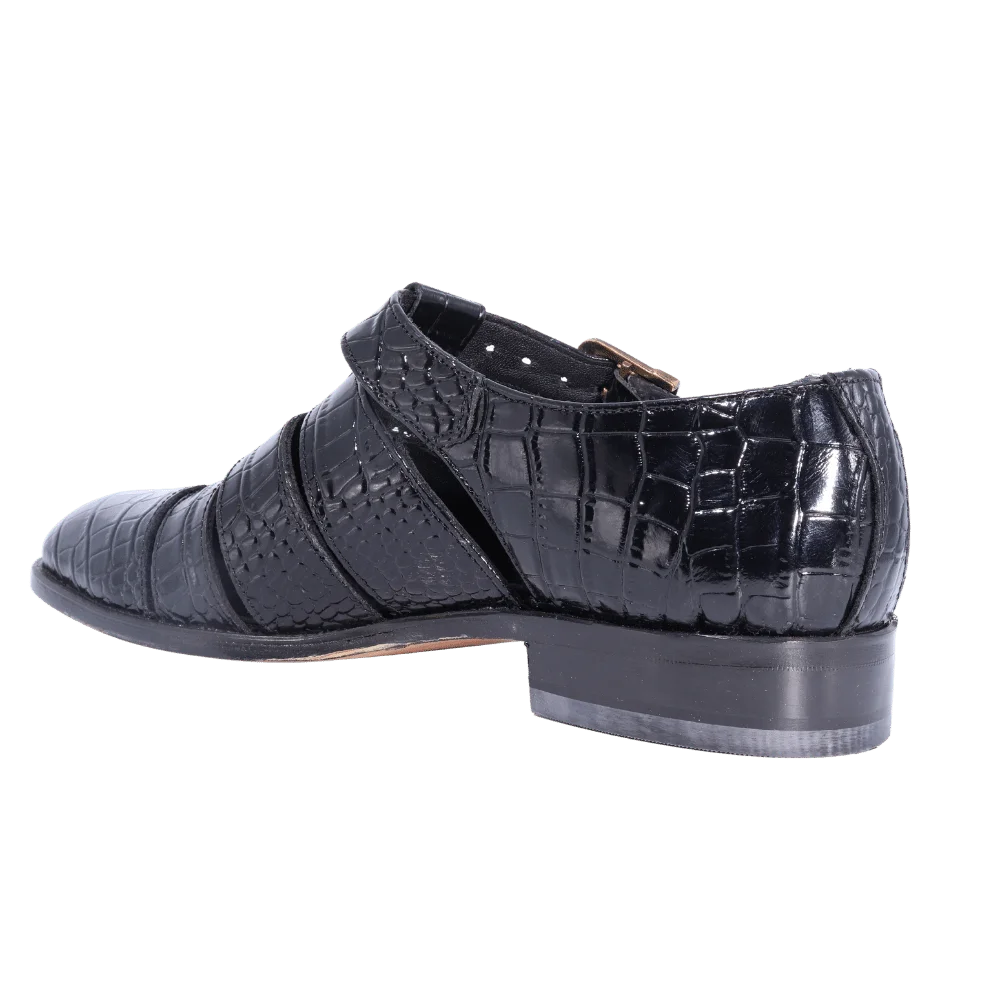 Crockett & Jones Crocodile Sandal - Black (Genuine Leather Upper and Sole)