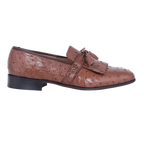 Men's Genuine Ostrich Leather Crockett & Jones Moccasin in Mocha, Slip-on Formal Dress Shoe available in-store, 337 Monty Naicker Street, Durban CBD or online at Omar's Tailors & Outfitters online store.   A men's fashion curation for South African men - established in 1911.