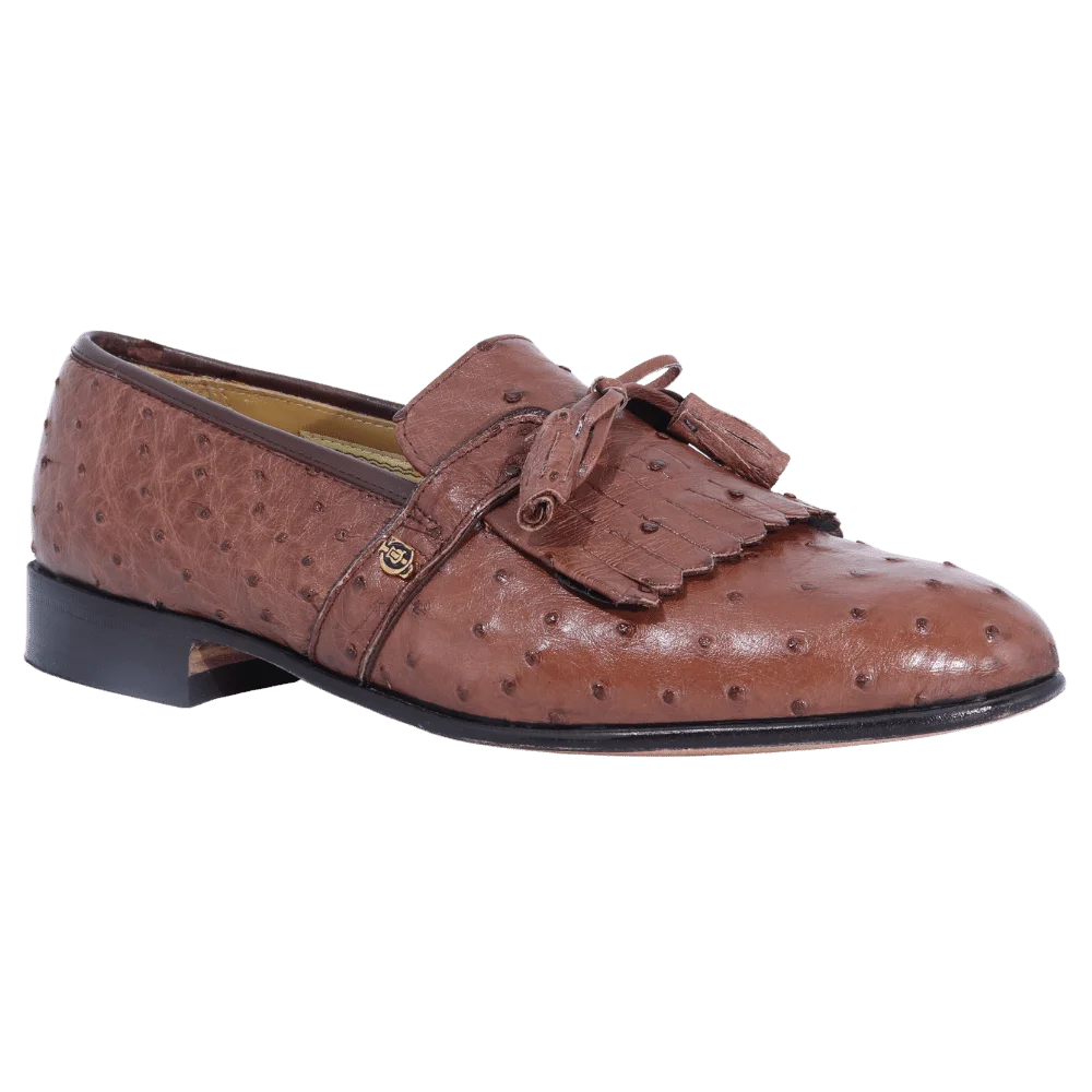 Men's Genuine Ostrich Leather Crockett & Jones Moccasin in Mocha, Slip-on Formal Dress Shoe available in-store, 337 Monty Naicker Street, Durban CBD or online at Omar's Tailors & Outfitters online store.   A men's fashion curation for South African men - established in 1911.