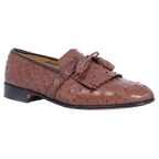 Men's Genuine Ostrich Leather Crockett & Jones Moccasin in Mocha, Slip-on Formal Dress Shoe available in-store, 337 Monty Naicker Street, Durban CBD or online at Omar's Tailors & Outfitters online store.   A men's fashion curation for South African men - established in 1911.