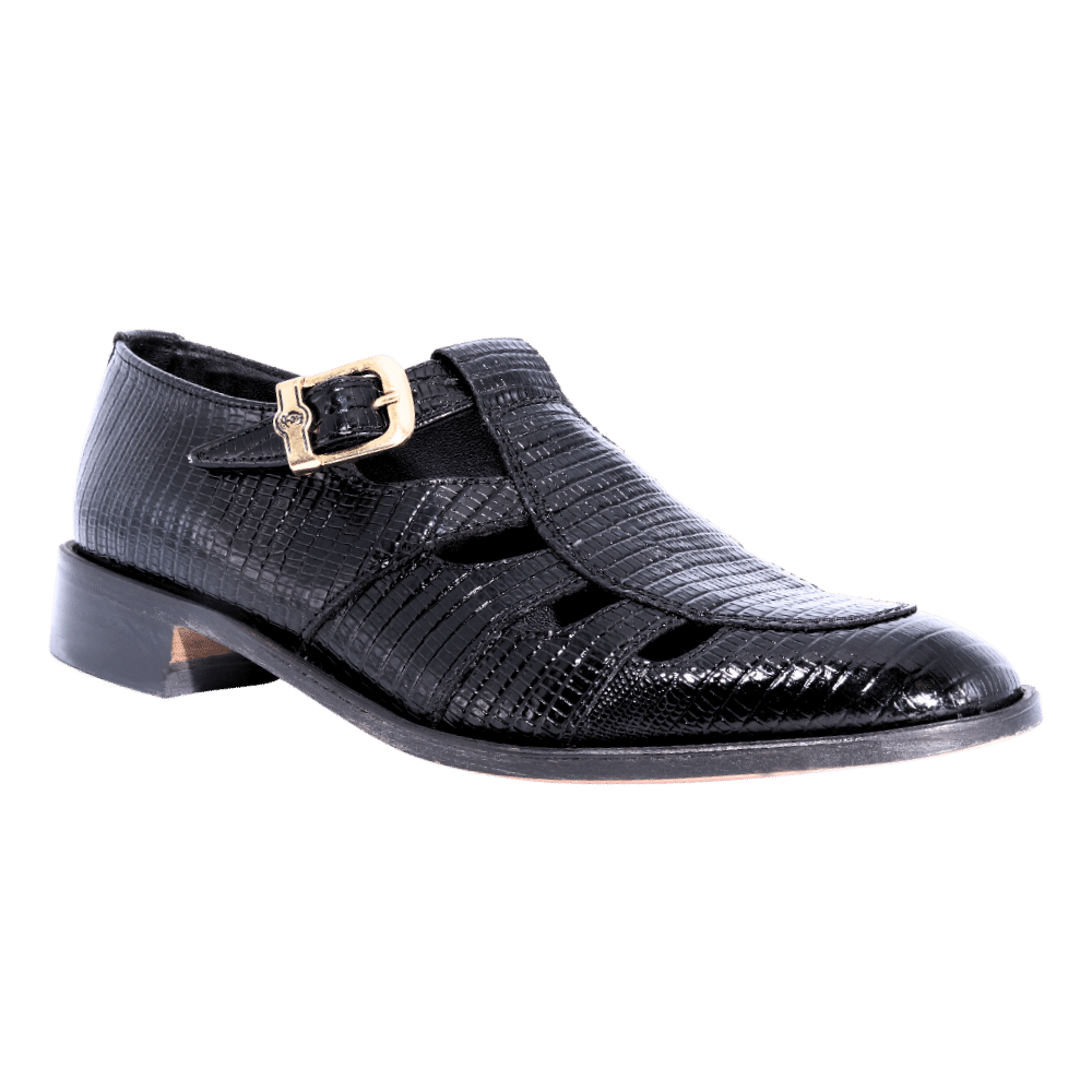 Crockett & Jones Lizard Sandal - Black Lizard (Genuine Leather Upper and Sole)
