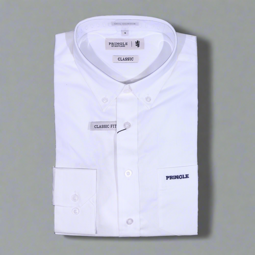 Men's Pringle 100% Cotton Shirt in White (2000) - available in-store, 337 Monty Naicker Street, Durban CBD or online at Omar's Tailors & Outfitters online store. A men's fashion curation for South African men - established in 1911.