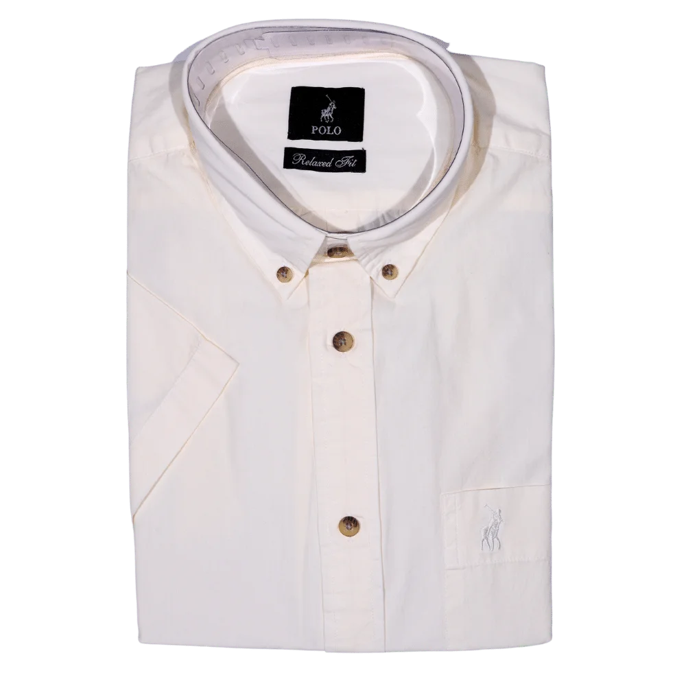 Men's Polo Short Sleeve Relaxed Fit Shirt in Ecru (0267)
