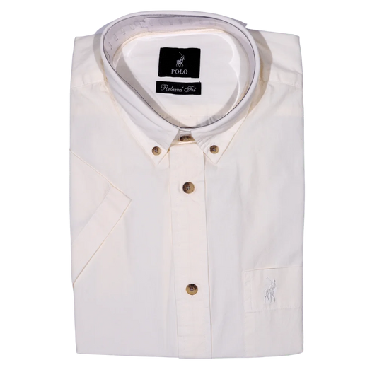 Men's Polo Short Sleeve Relaxed Fit Shirt in Ecru (0267)