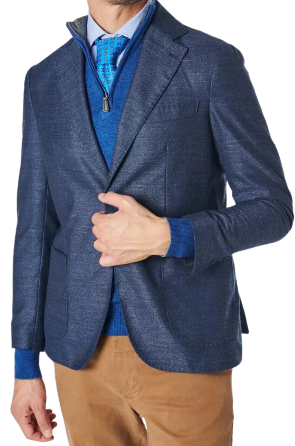 Men's Fusaro Austine Melange Wool Blend Jacket in Blue (21089) - available in-store, 337 Monty Naicker Street, Durban CBD or online at Omar's Tailors & Outfitters online store.   A men's fashion curation for South African men - established in 1911.
