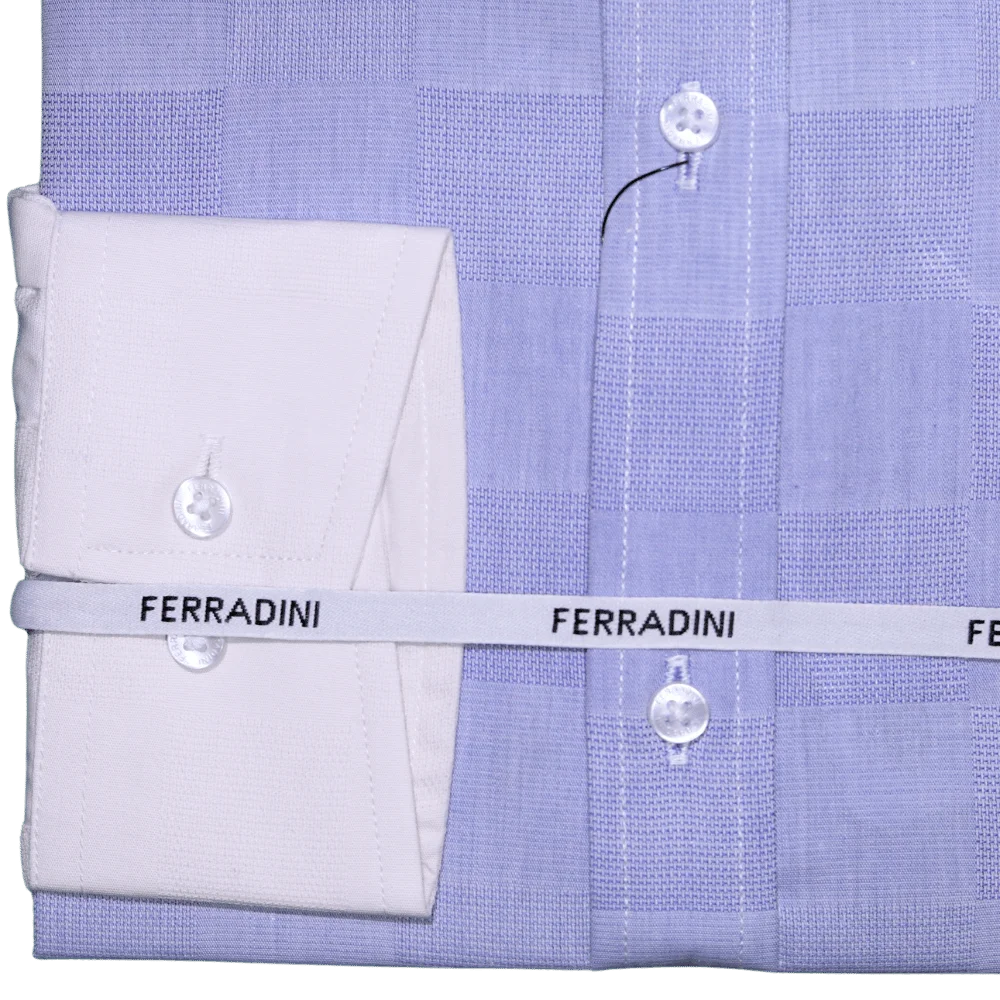 Shop the Men's Ferradini Long Sleeve Collared Shirt in Blue, designed for premium style and comfort. Perfect for all occasions, available in-store at 337 Monty Naicker Street, Durban Central, or online at www.omarstailors.com.
