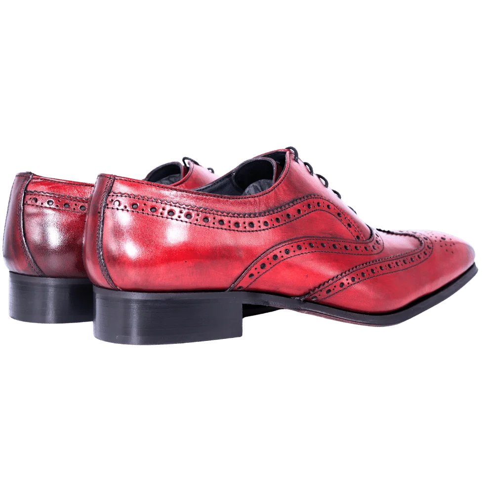 Men's Aliverti Formal Oxford Brogue Formal or Dress Shoe in Red is available in-store, 337 Monty Naicker Street, Durban CBD or online at Omar's Tailors & Outfitters online store.   A men's fashion curation for South African men - established in 1911.
