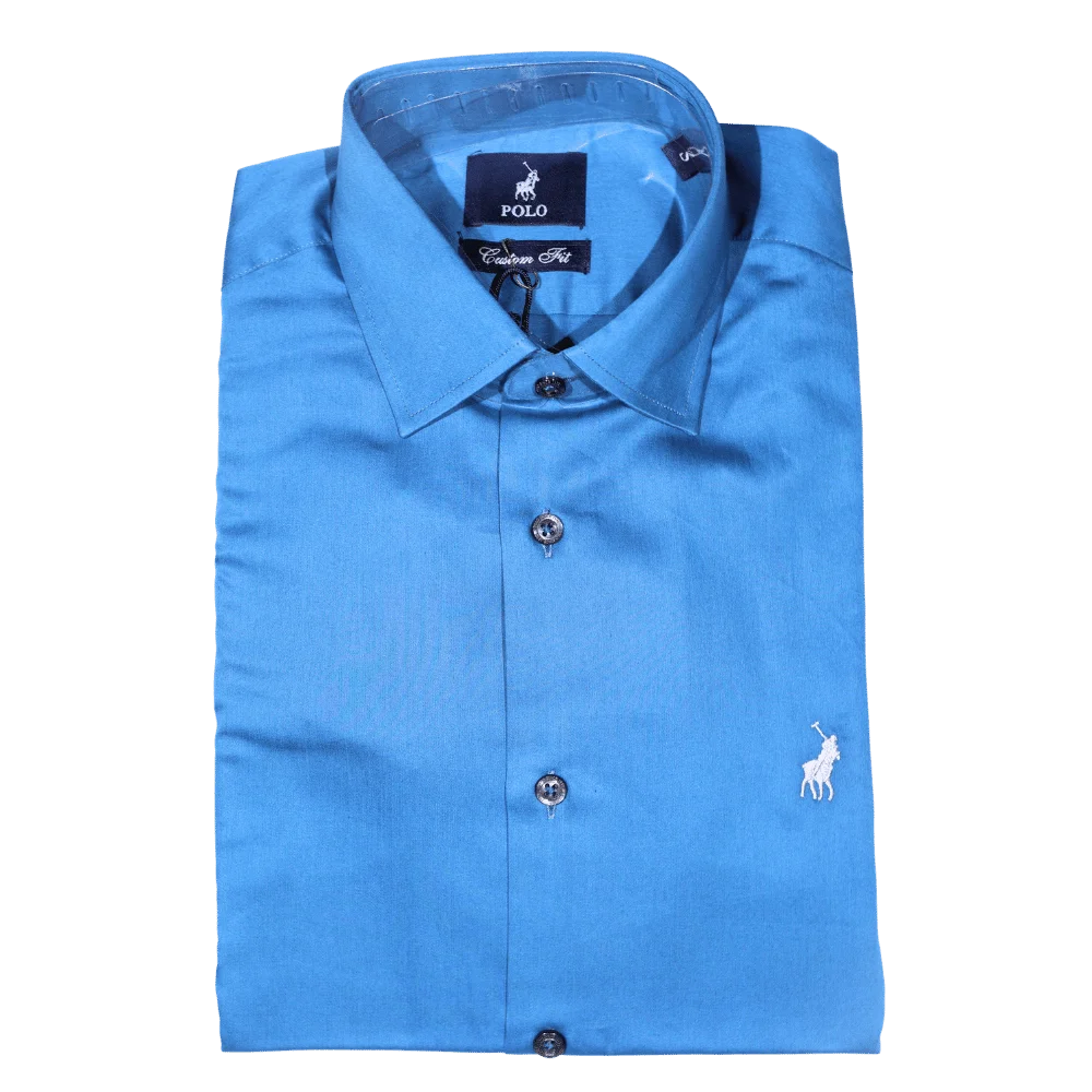 Men's Polo Bennet Long Sleeve Custom Fit Shirt in Teal (725)