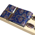 Shop premium 35mm 4-clip suspenders in Paisley Navy for a timeless, sophisticated look. Designed for comfort & durability, perfect for formal events, weddings, or everyday wear. Adjustable fit for all-day support. Shop in-store or online now!