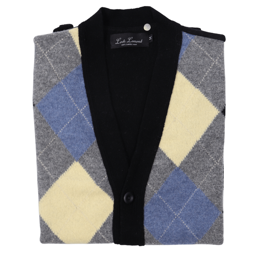 Loch Lomond Argyle Sleeveless Cardigan in Black