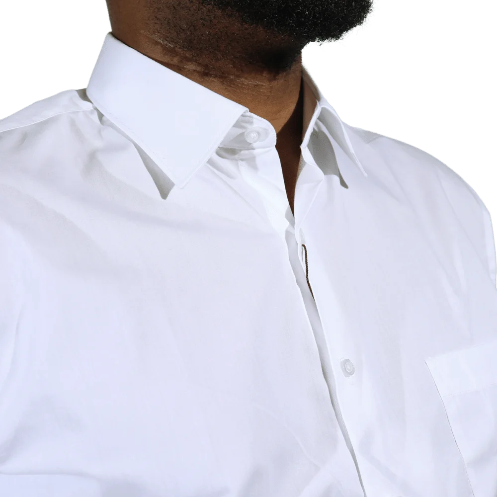 Men's Cotton Rich Thomas & Benno Long Sleeve Formal Shirt with Collar in White available in-store, 337 Monty Naicker Street, Durban CBD or online at Omar's Tailors & Outfitters online store.   A men's fashion curation for South African men - established in 1911.