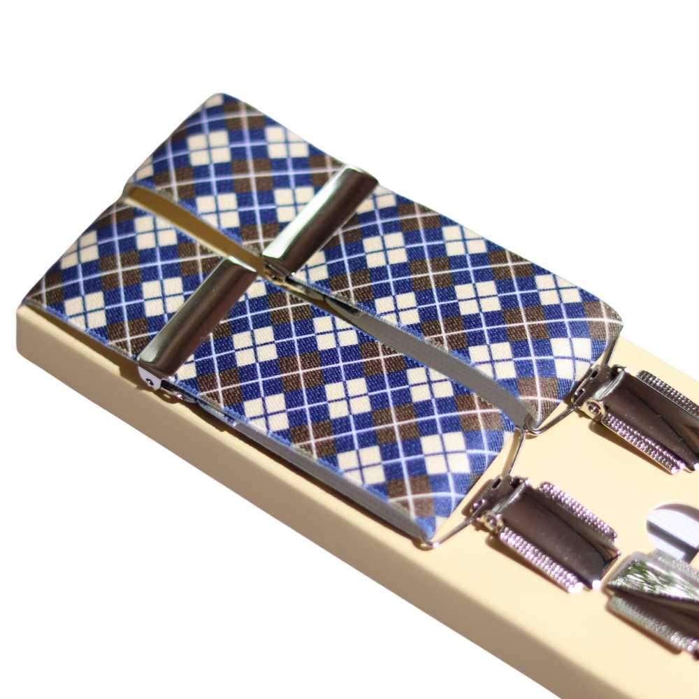 Shop premium 35mm 4-clip suspenders in Diamond Blue for a timeless, sophisticated look. Designed for comfort & durability, perfect for formal events, weddings, or everyday wear. Adjustable fit for all-day support. Shop in-store or online now!