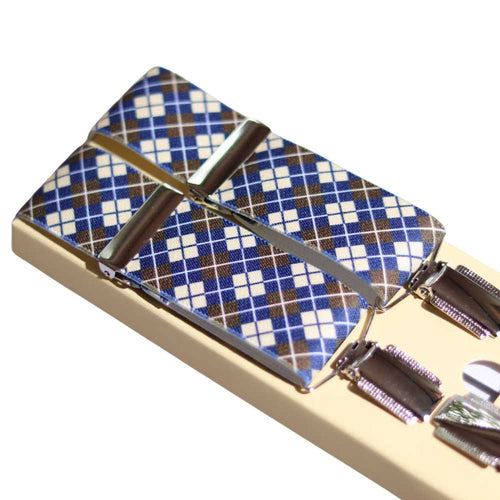 Shop premium 35mm 4-clip suspenders in Diamond Blue for a timeless, sophisticated look. Designed for comfort & durability, perfect for formal events, weddings, or everyday wear. Adjustable fit for all-day support. Shop in-store or online now!