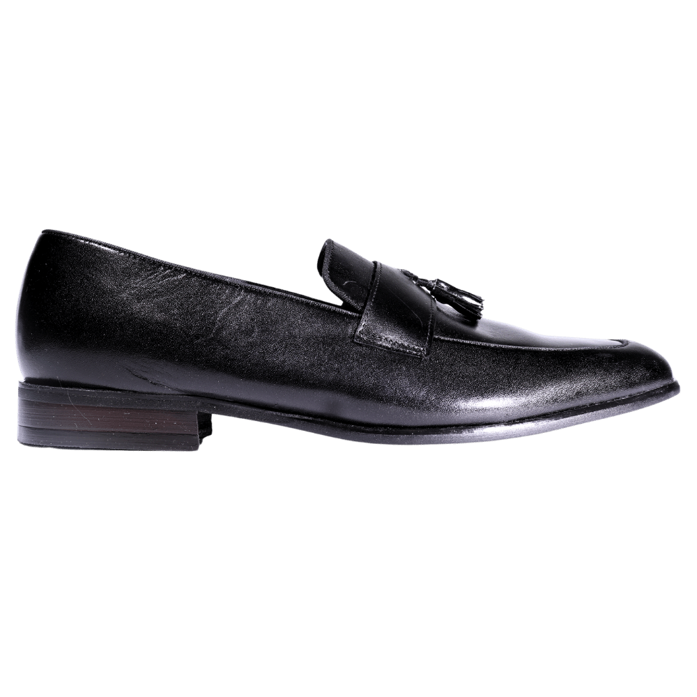 Men's Genuine Leather John Drake Tasseled Moccasin in Black (32609) -  Formal lace-up Shoe available in-store, 337 Monty Naicker Street, Durban CBD or online at Omar's Tailors & Outfitters online store.   A men's fashion curation for South African men - established in 1911.