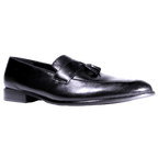 Men's Genuine Leather John Drake Tasseled Moccasin in Black (32609) -  Formal lace-up Shoe available in-store, 337 Monty Naicker Street, Durban CBD or online at Omar's Tailors & Outfitters online store.   A men's fashion curation for South African men - established in 1911.