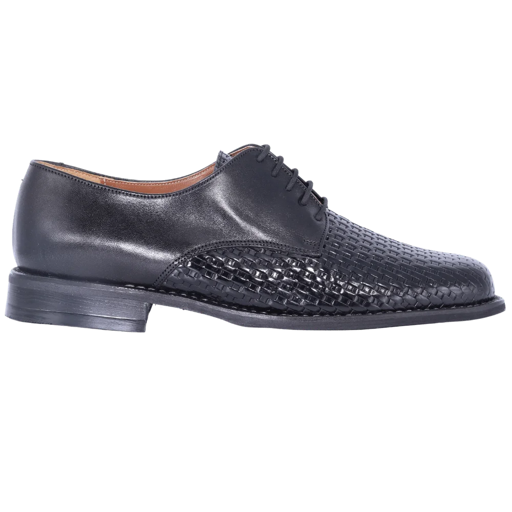 John Drake - Black Weave Lace-Up (Genuine Leather Upper and Sole)