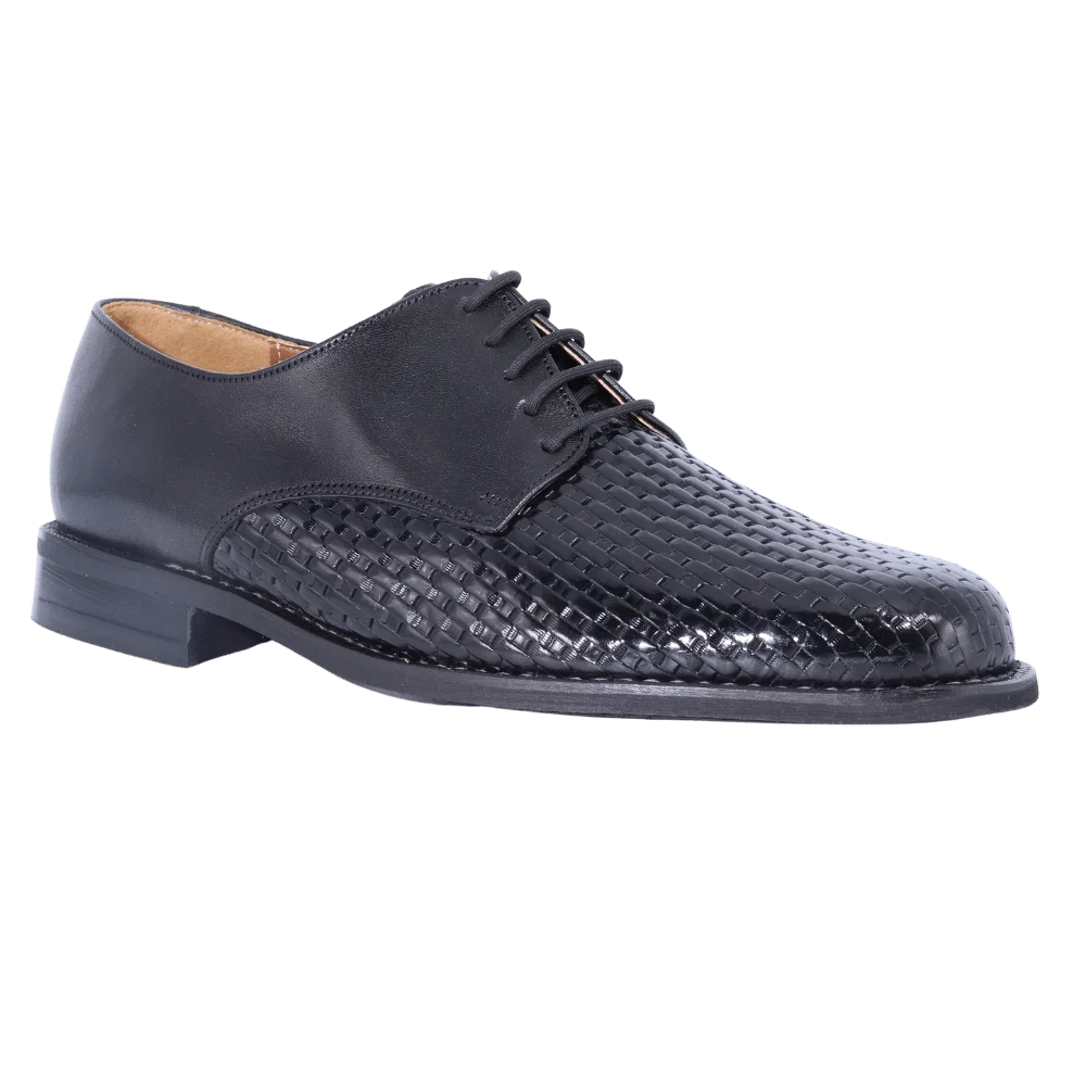 John Drake - Black Weave Lace-Up (Genuine Leather Upper and Sole)