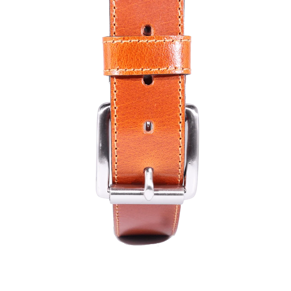 Men's Paris Genuine Leather Belt in Tan (4018) available in-store, 337 Monty Naicker Street, Durban CBD or online at Omar's Tailors & Outfitters online store.   A men's fashion curation for South African men - established in 1911.