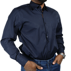 Men's Cotton Rich Thomas & Benno Long Sleeve Formal Shirt with Collar in Navy available in-store, 337 Monty Naicker Street, Durban CBD or online at Omar's Tailors & Outfitters online store.   A men's fashion curation for South African men - established in 1911.