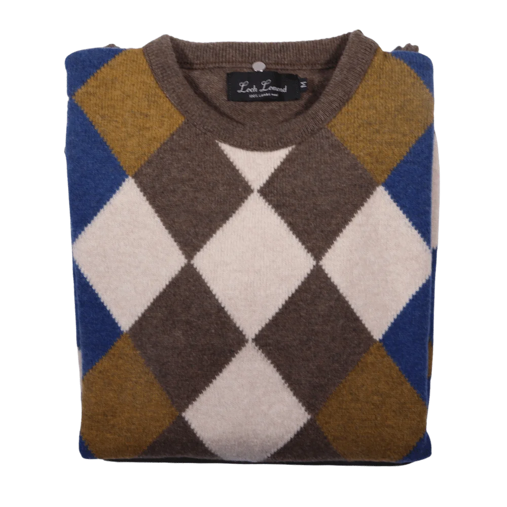 Men's 100% lambswool Loch Lomond crewneck jersey in cocoa available in-store, 337 Monty Naicker Street, Durban CBD or online at Omar's Tailors & Outfitters online store.   A men's fashion curation for South African men - established in 1911.