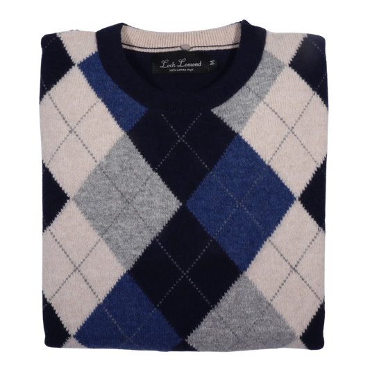 Men's 100% lambswool Loch Lomond crewneck jersey in navy available in-store, 337 Monty Naicker Street, Durban CBD or online at Omar's Tailors & Outfitters online store.   A men's fashion curation for South African men - established in 1911.