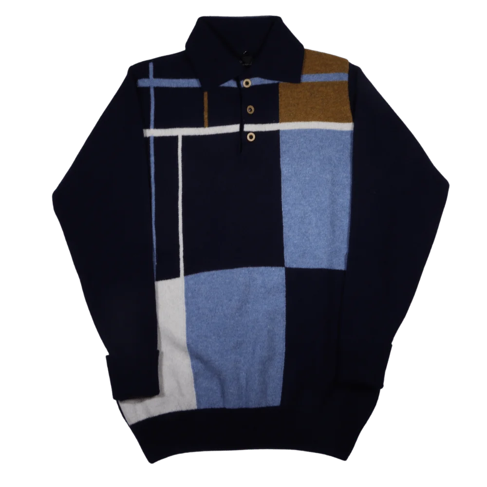 Men's 100% lambswool Loch Lomond collared jersey in blue available in-store, 337 Monty Naicker Street, Durban CBD or online at Omar's Tailors & Outfitters online store.   A men's fashion curation for South African men - established in 1911.