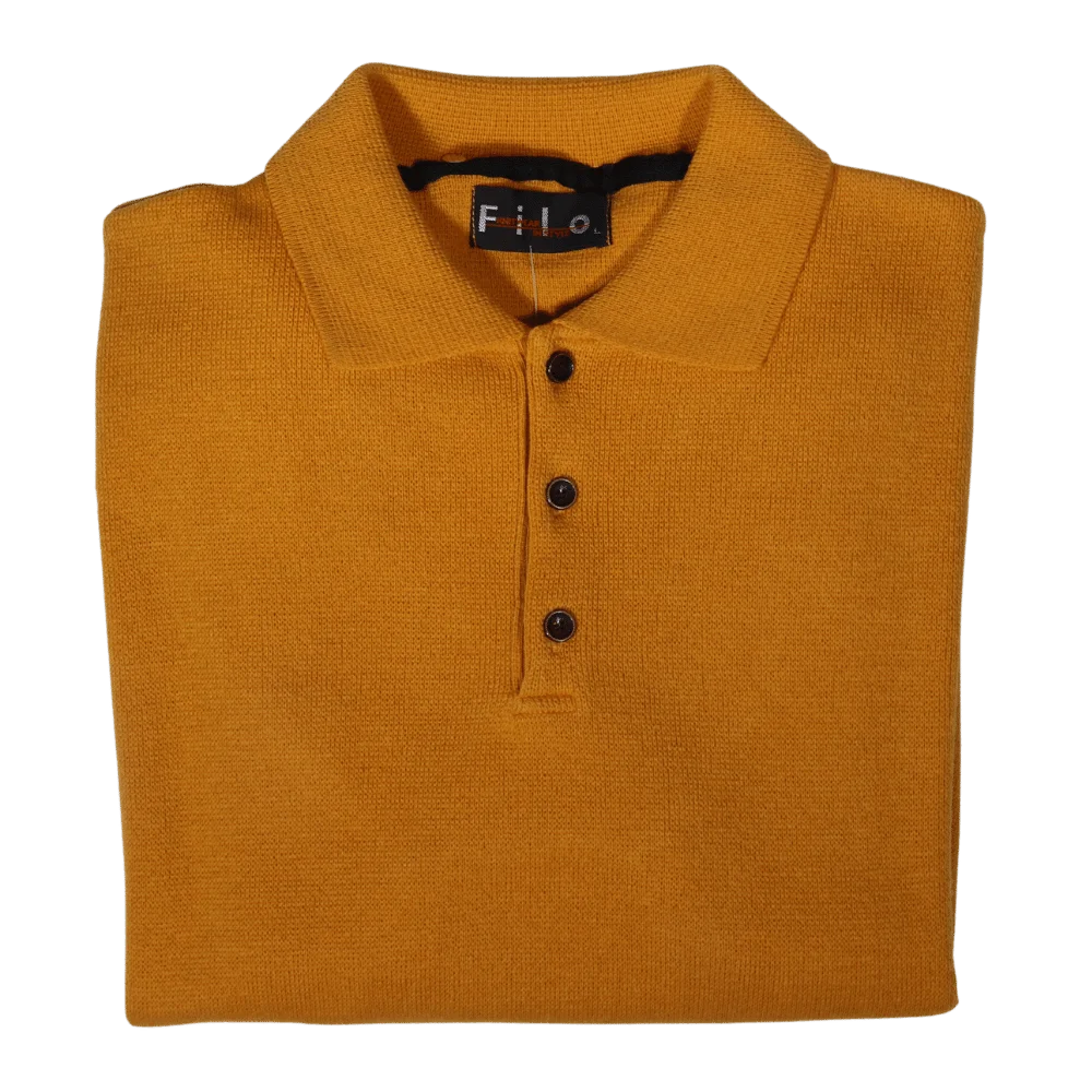 Men's Long Sleeve Filo Golfer Sweater in Mustard available in-store, 337 Monty Naicker Street, Durban CBD or online at Omar's Tailors & Outfitters online store.   A men's fashion curation for South African men - established in 1911.