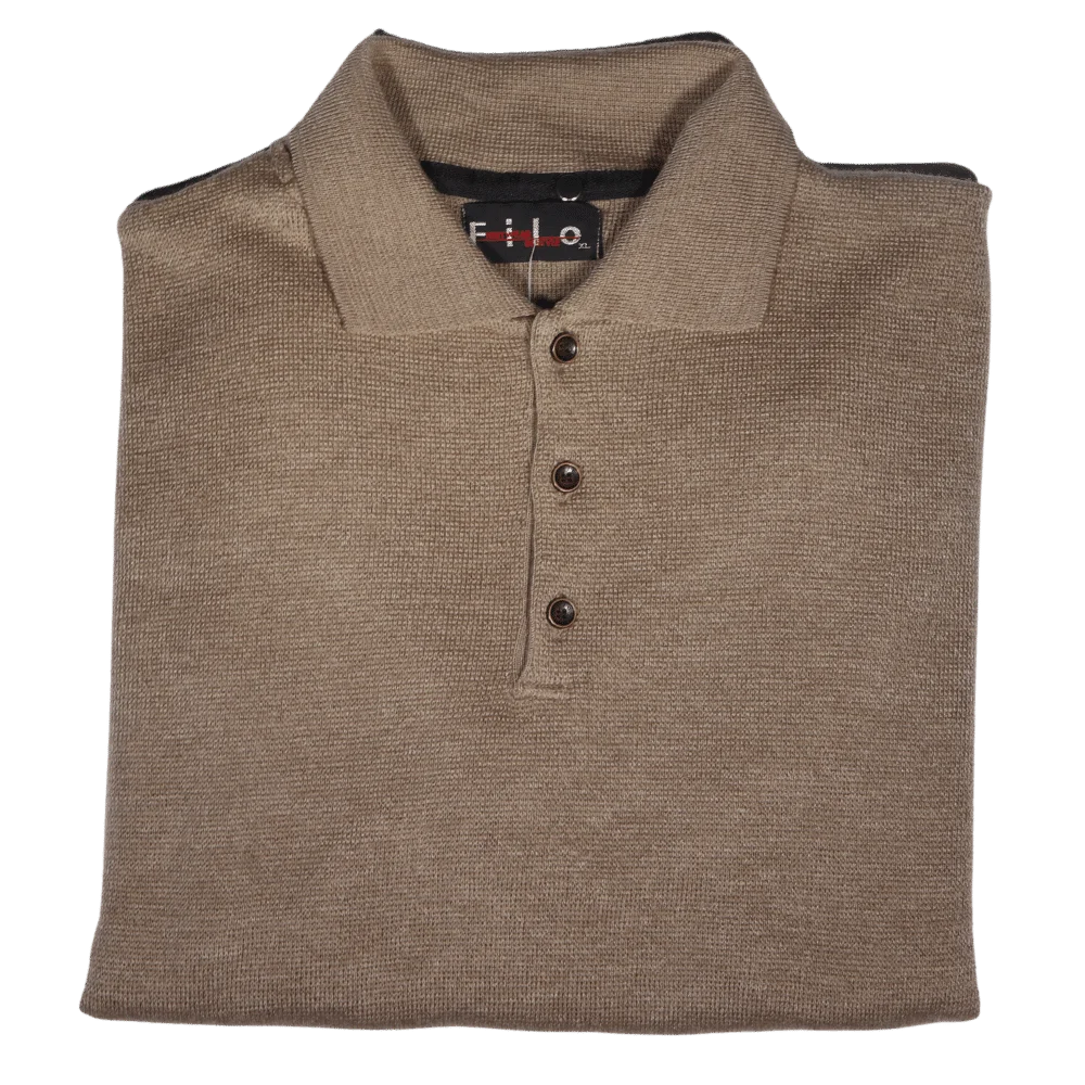 Men's Long Sleeve Filo Golfer Sweater in Taupe available in-store, 337 Monty Naicker Street, Durban CBD or online at Omar's Tailors & Outfitters online store.   A men's fashion curation for South African men - established in 1911.