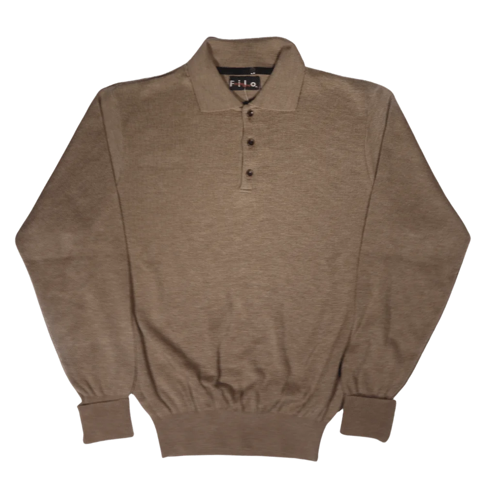 Men's Long Sleeve Filo Golfer Sweater in Taupe available in-store, 337 Monty Naicker Street, Durban CBD or online at Omar's Tailors & Outfitters online store.   A men's fashion curation for South African men - established in 1911.