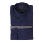 Men's Cotton Rich Thomas & Benno Long Sleeve Formal Shirt with Collar in Navy available in-store, 337 Monty Naicker Street, Durban CBD or online at Omar's Tailors & Outfitters online store.   A men's fashion curation for South African men - established in 1911.
