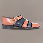 Crockett & Jones Indicalf Sandal - Royalcalf Tan and Navy (Genuine Leather Upper and Sole)